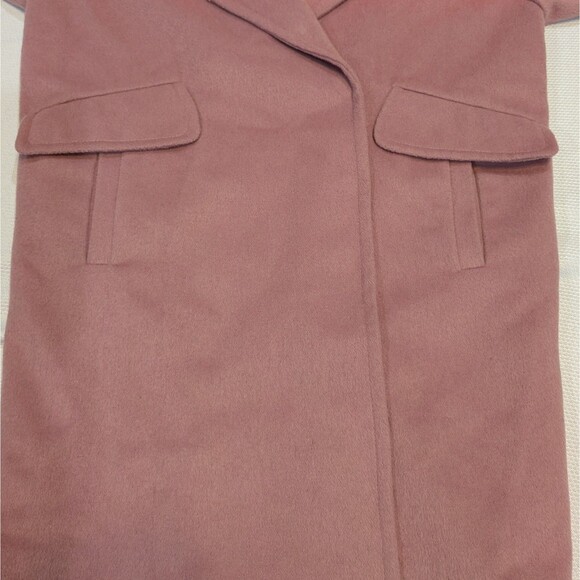 Asos Mauve Pink Collar Jacket Coat Peacoat W/ Faux Fur Size 4 US 8 UK Wool Blend - Picture 5 of 14